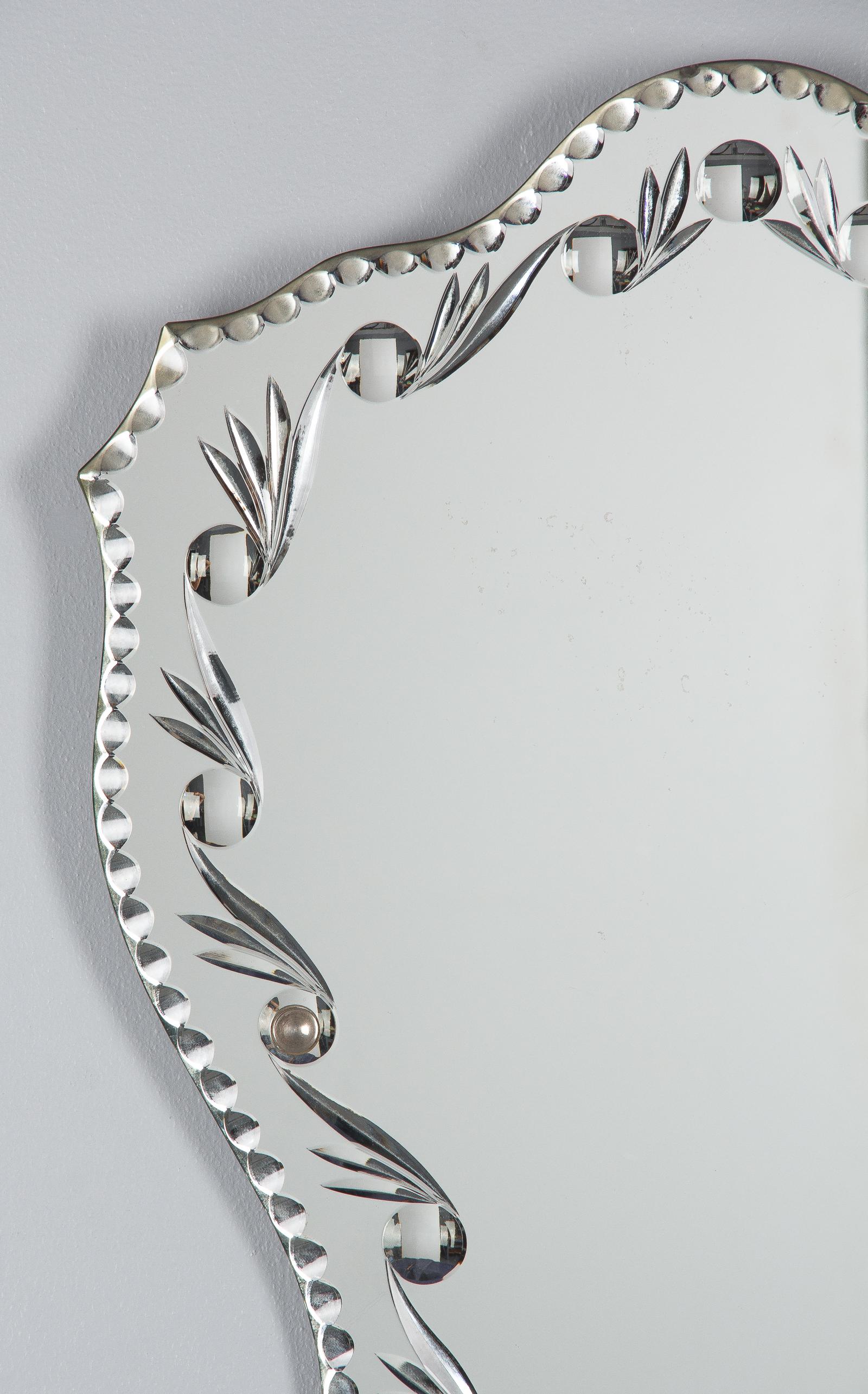 Beveled French Midcentury Venetian Glass Mirror