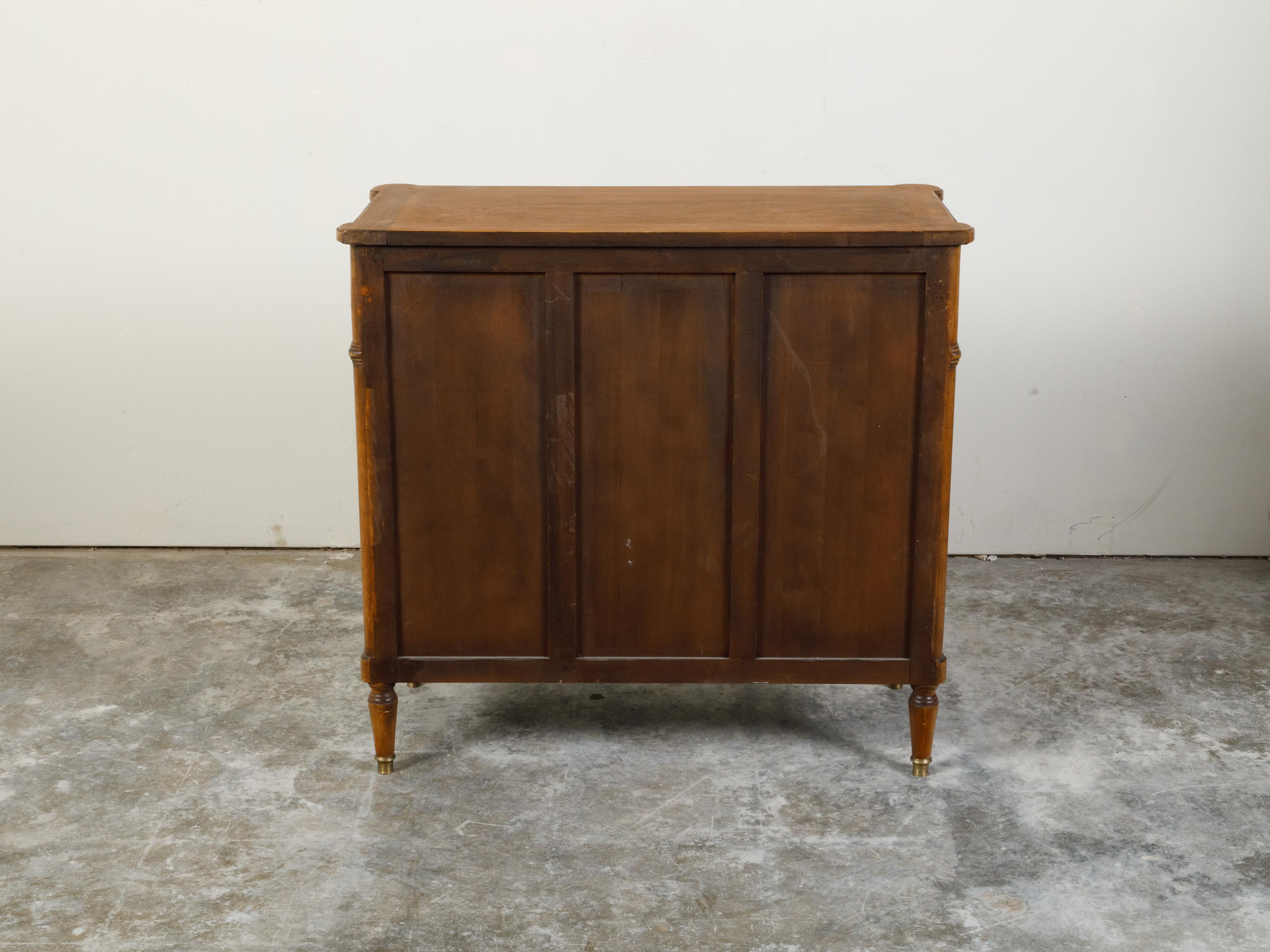 French Midcentury Walnut Buffet with Two Drawers, Two Doors and Brass Hardware 2