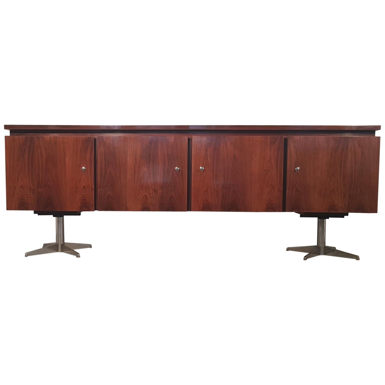 French Midcentury Walnut Sideboard, 1970s For Sale