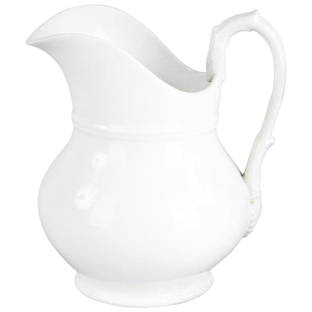 French Midcentury White Ceramic Pitcher, 1950s at 1stDibs