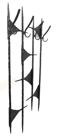French Midcentury Wrought Iron Coat Rack, Minimalist Design, 1960s
