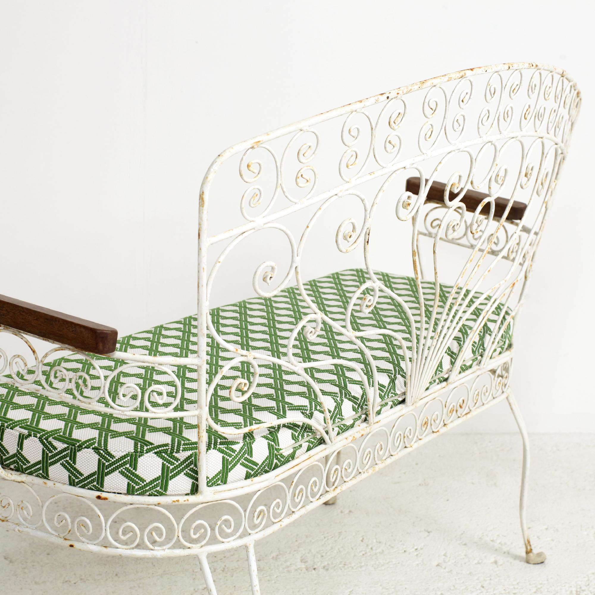 French Midcentury Wrought Iron Patio and Garden Bench or Settee 2