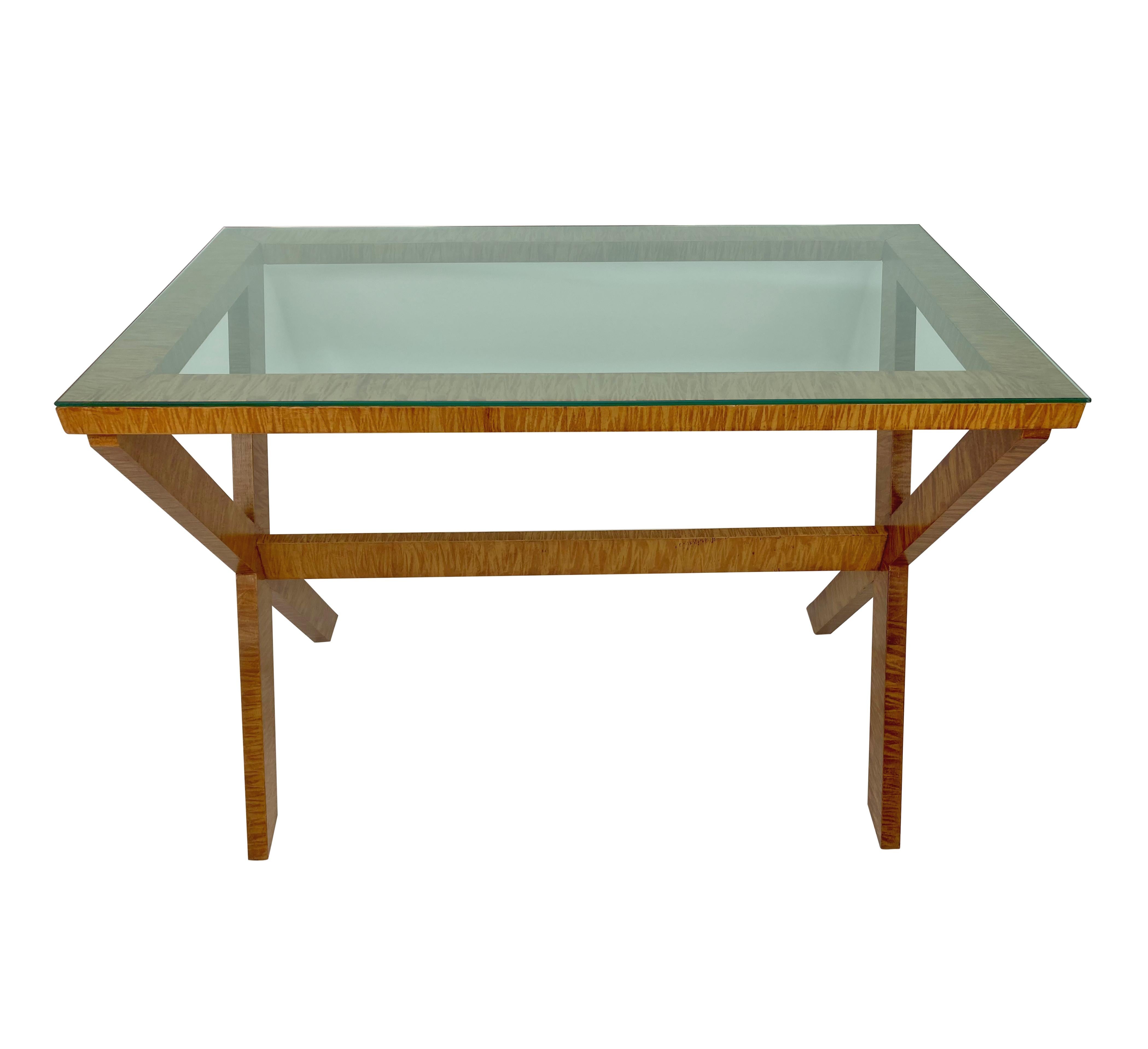 Mid-Century Modern French MidcenturyFaux Bois Console Table For Sale