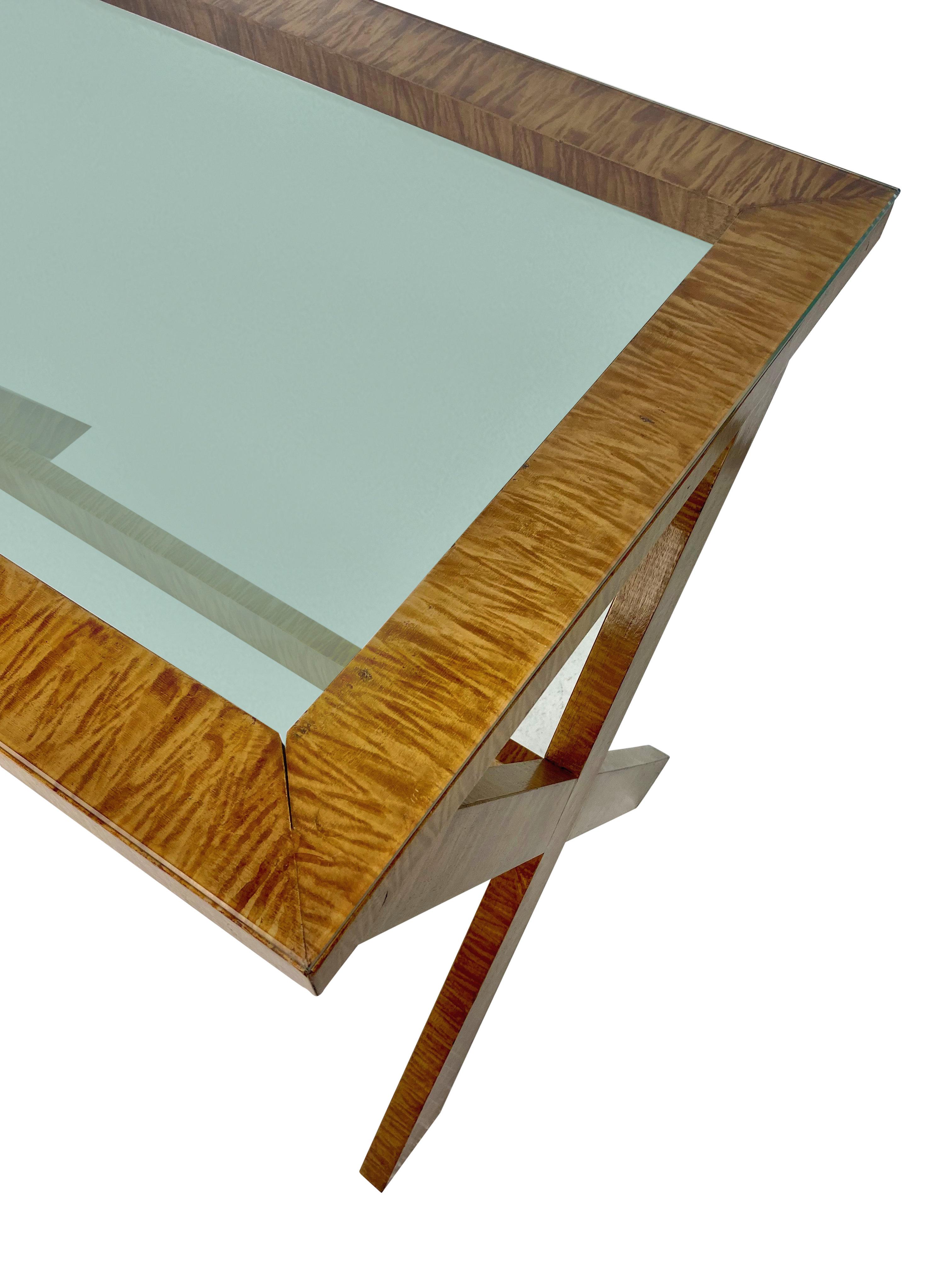 French MidcenturyFaux Bois Console Table For Sale 1