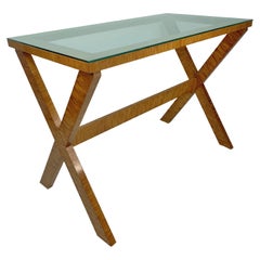 Table console française MidcenturyFaux Bois