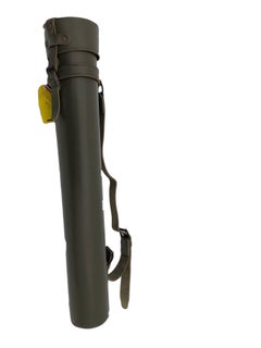 French Military Green Leather Circular Carrying Case for Rolled Documents