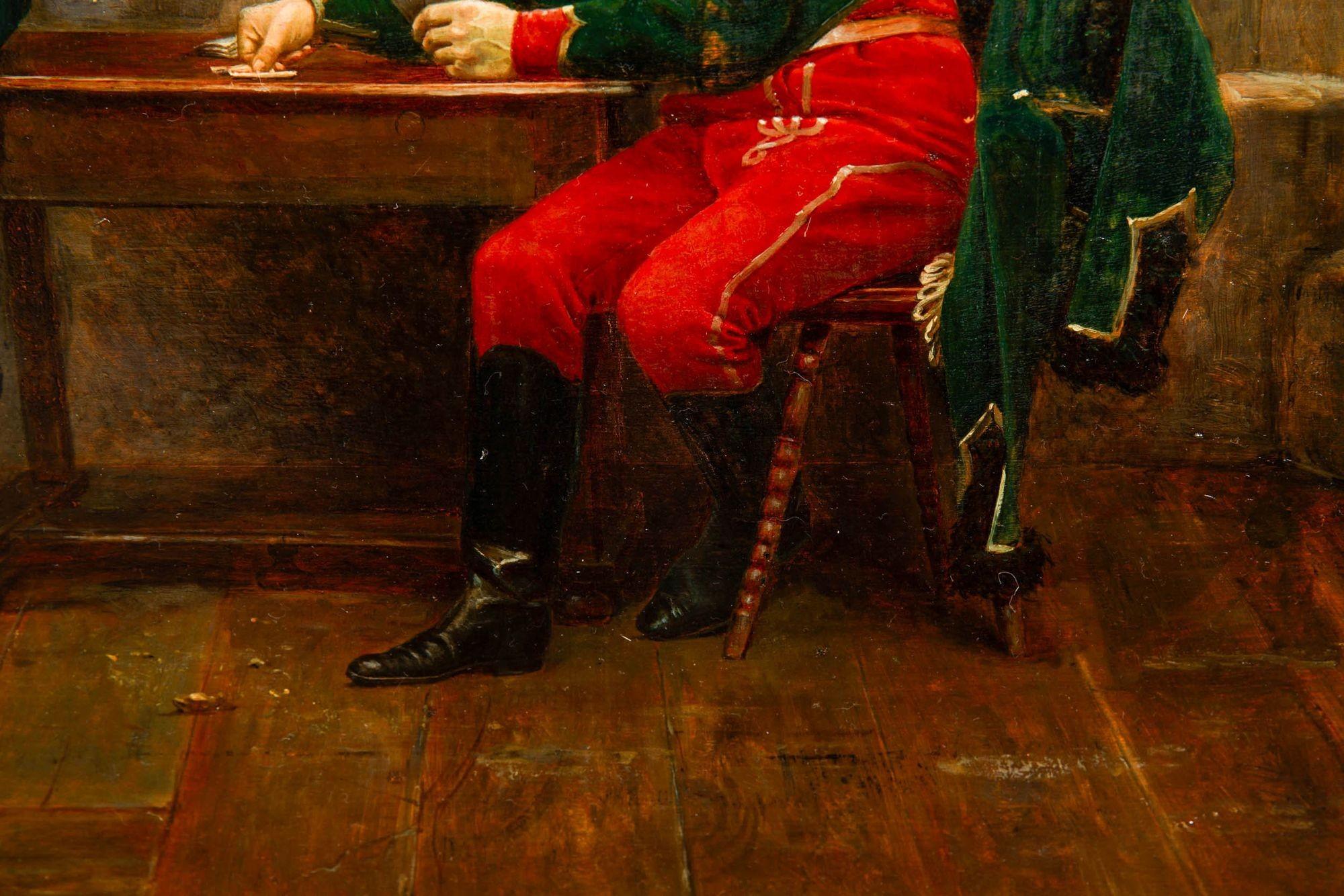 Pintura militar francesa Soldados Naipes de Jean Berne-Bellecour siglo XX