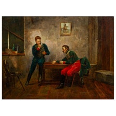 French Military Painting Soldiers Playing Cards by Jean Berne-Bellecour