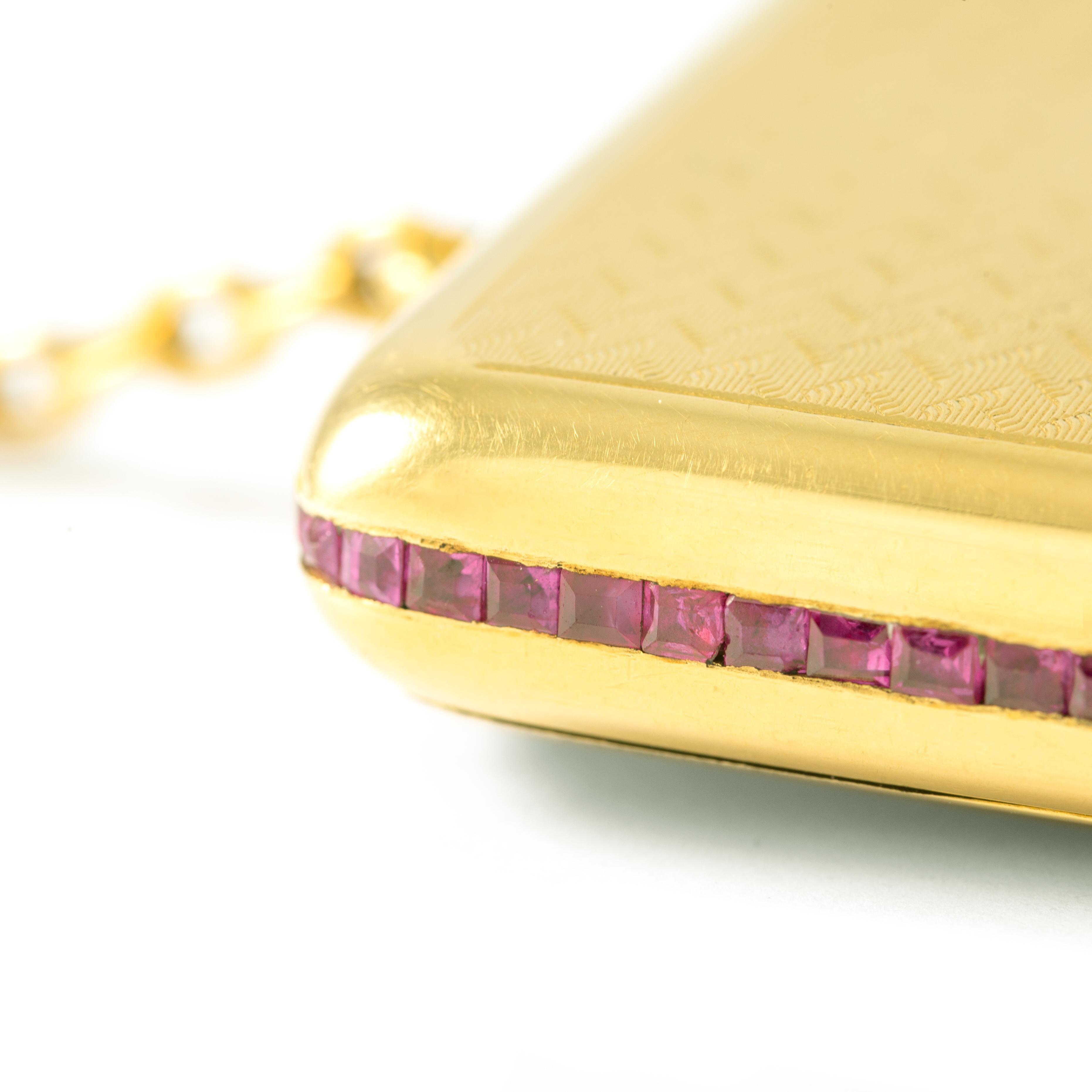 French Minaudière Vanity Case Ruby and Yellow Gold 18K For Sale 4