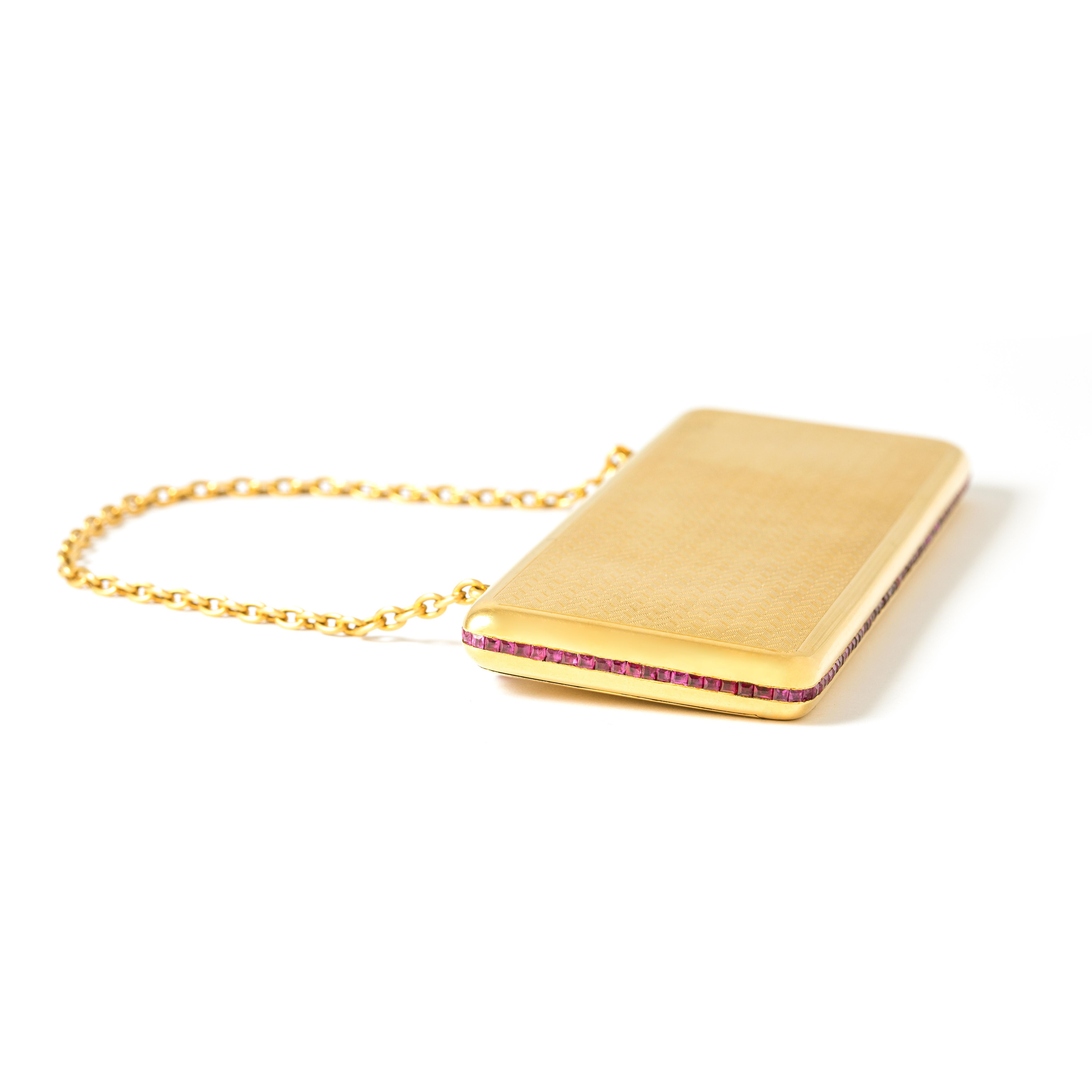 French Minaudière Vanity Case Ruby and Yellow Gold 18K For Sale 5