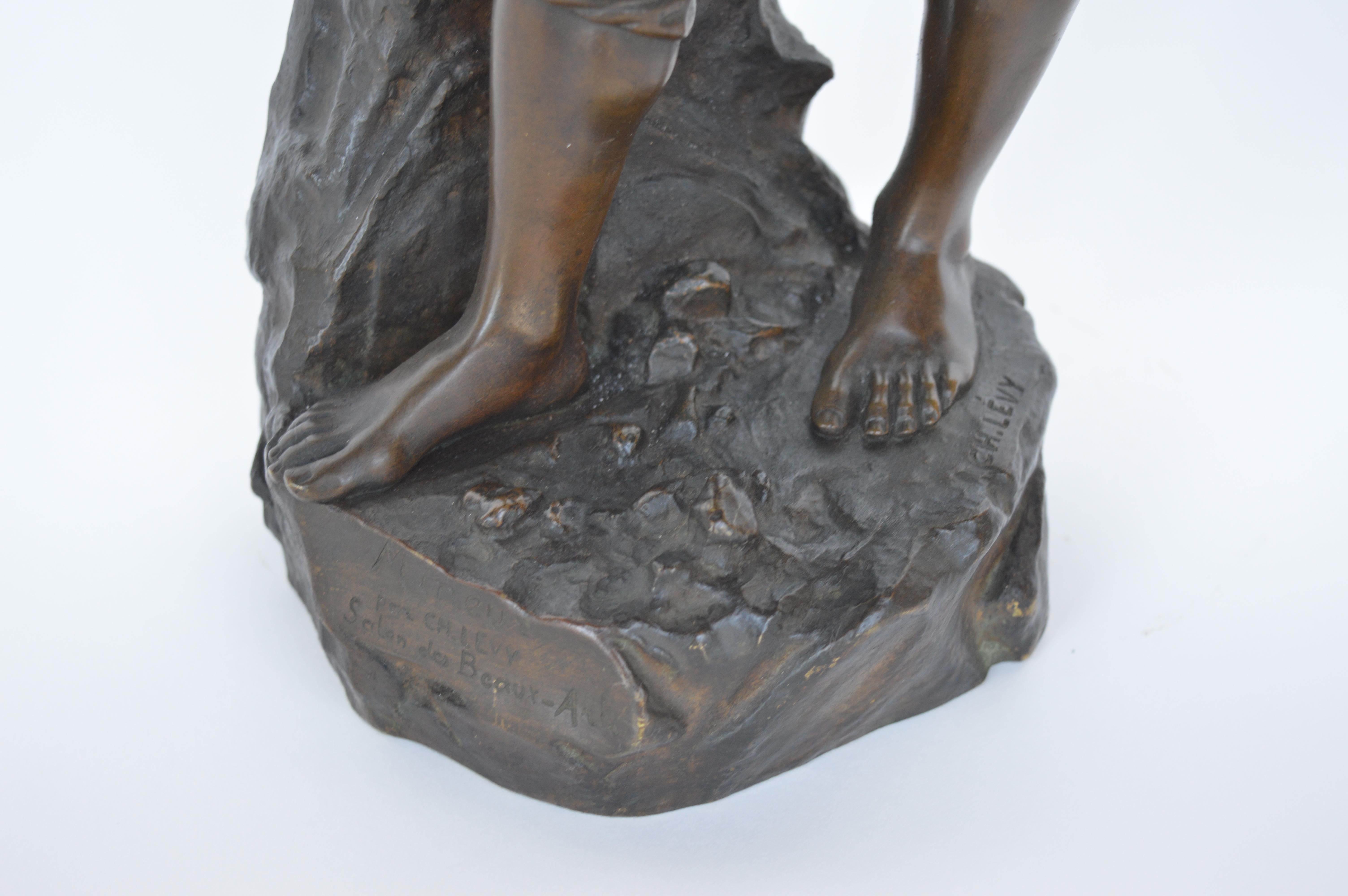 French Miner in Bronze by Charles-Octave Levy 3
