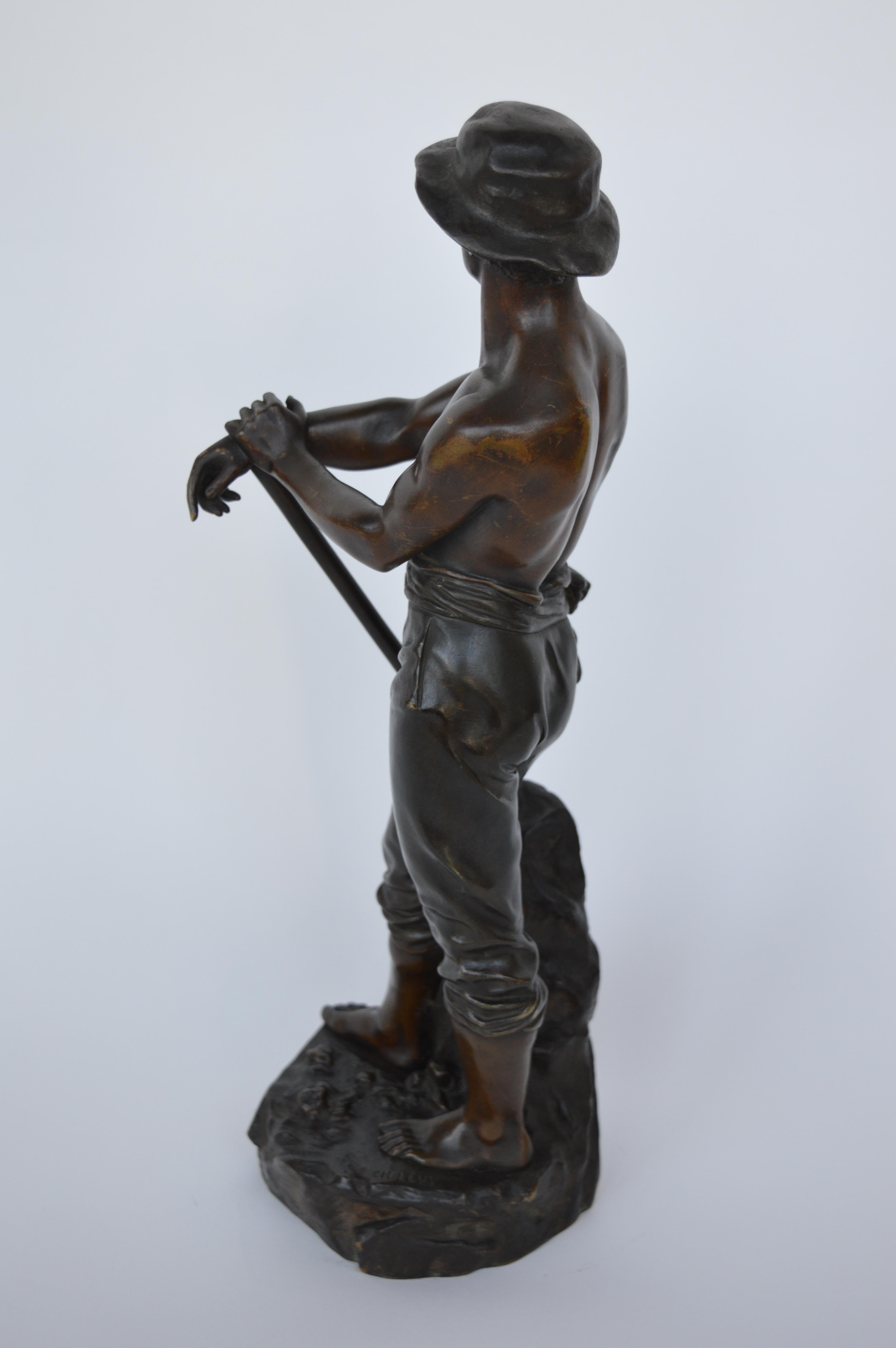 French Provincial French Miner in Bronze by Charles-Octave Levy