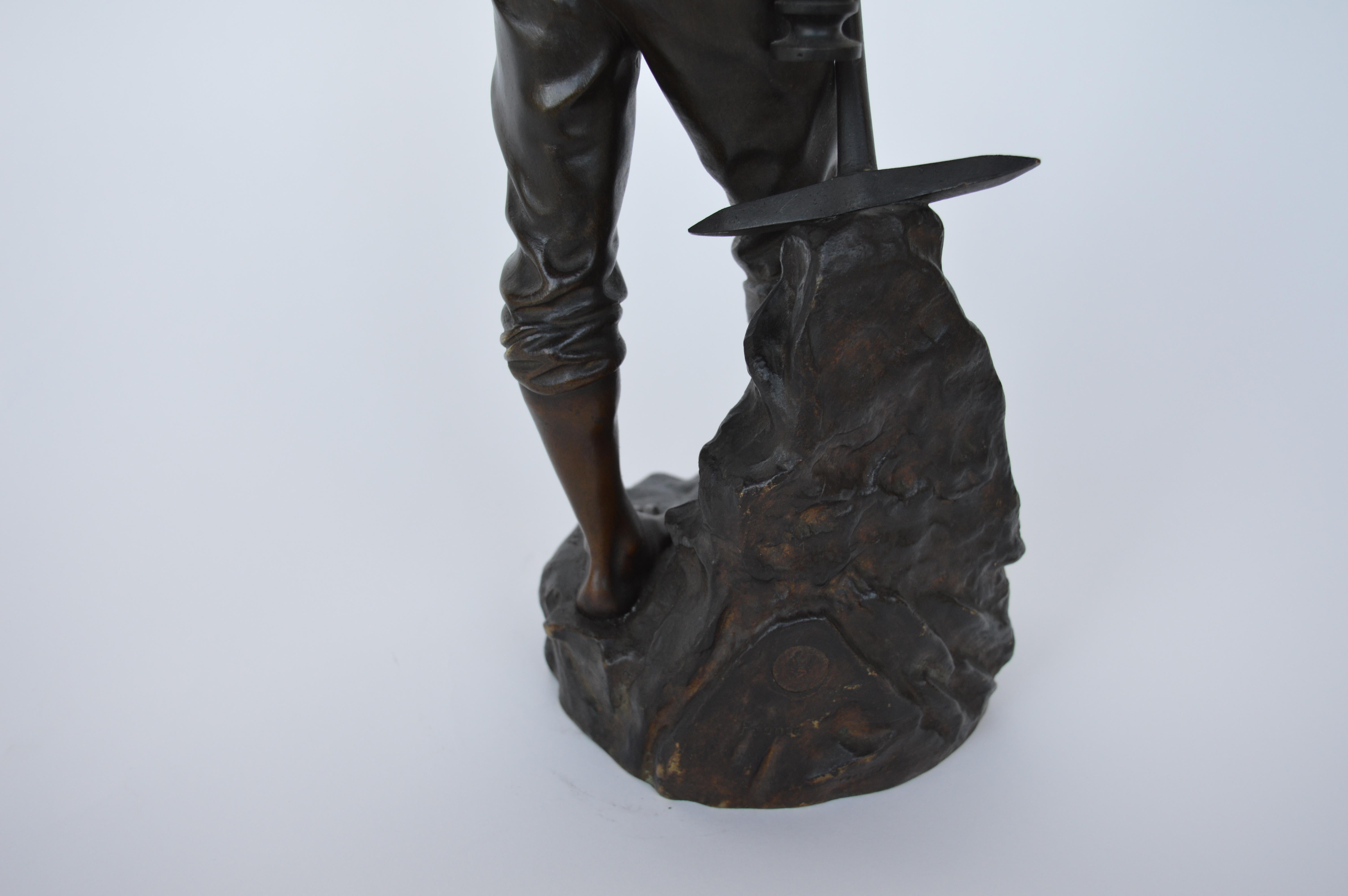 French Miner in Bronze by Charles-Octave Levy 2