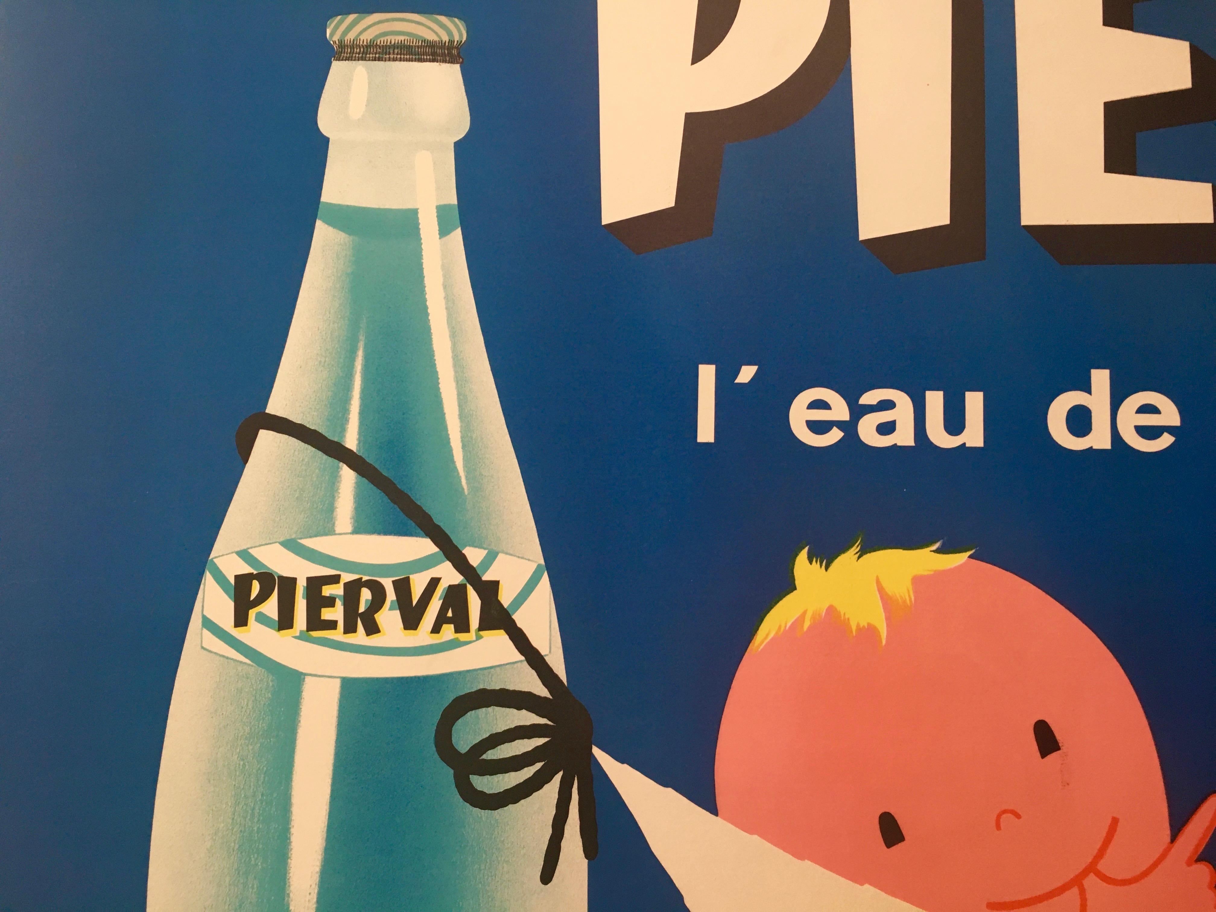 Mid-20th Century French Mineral Water Original Vintage Advertising Poster, 'Pierval' by J. Auriac