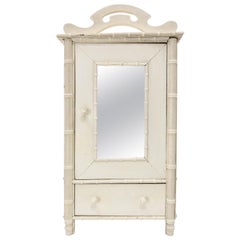 French Miniature Armoire with Mirror in the Bamboo Style, 1900
