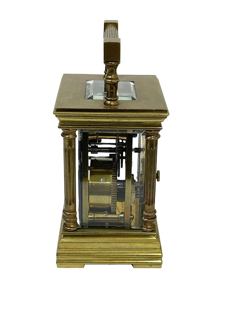 20th Century French miniature brass carriage clock in case For Sale