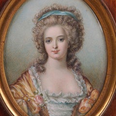 French Miniature Cellulose Portrait Painting of Marie Antoinette, 19th Century