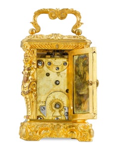 French Miniature Gilt Bronze Carriage Clock