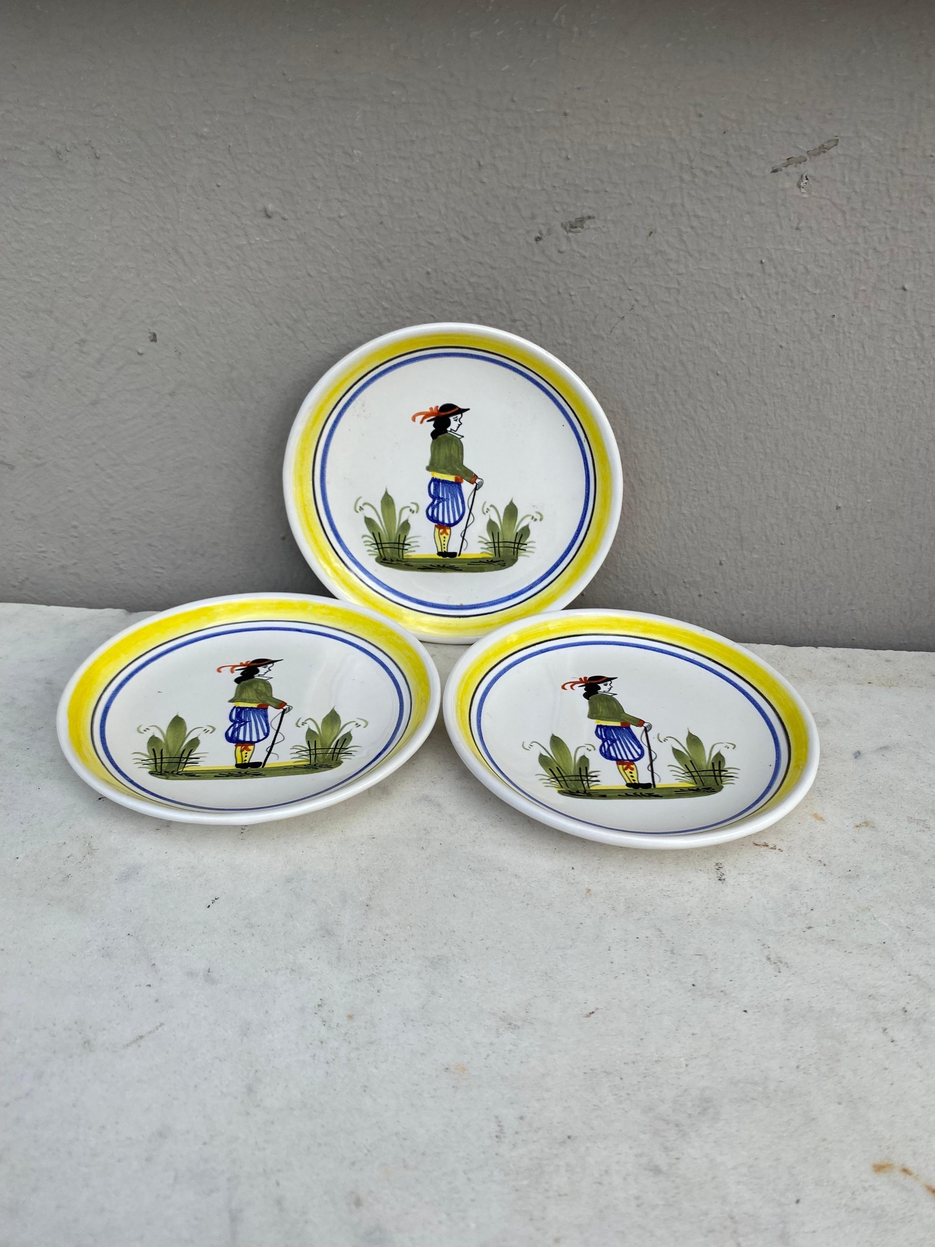 Rustic French Miniature Henriot Quimper Plate Circa 1950 For Sale