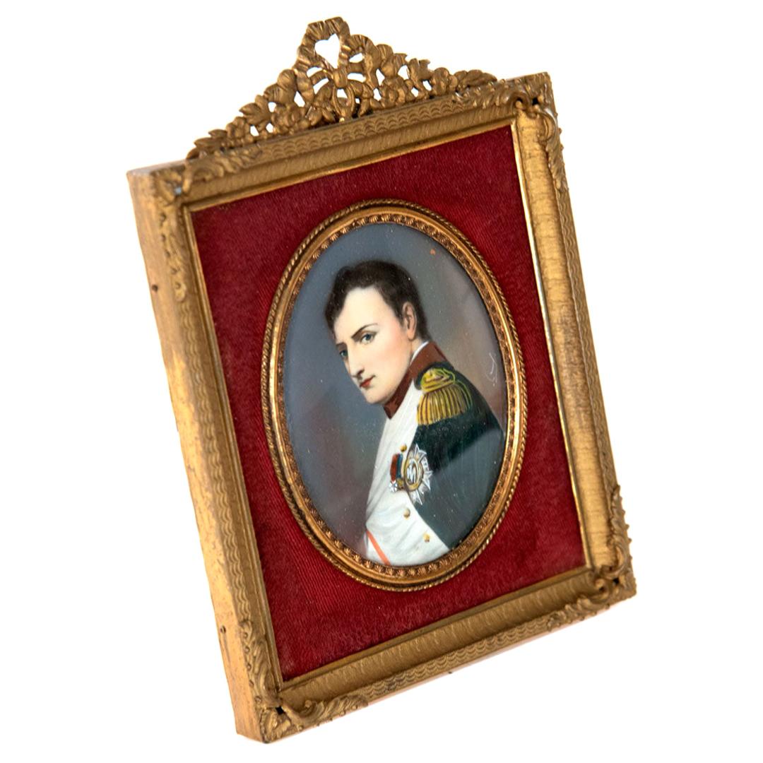 French Miniature of Napoleon I after Delaroche in Period Ormolu Frame For Sale