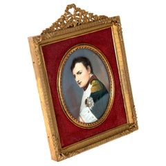 Antique French Miniature of Napoleon I after Delaroche in Period Ormolu Frame