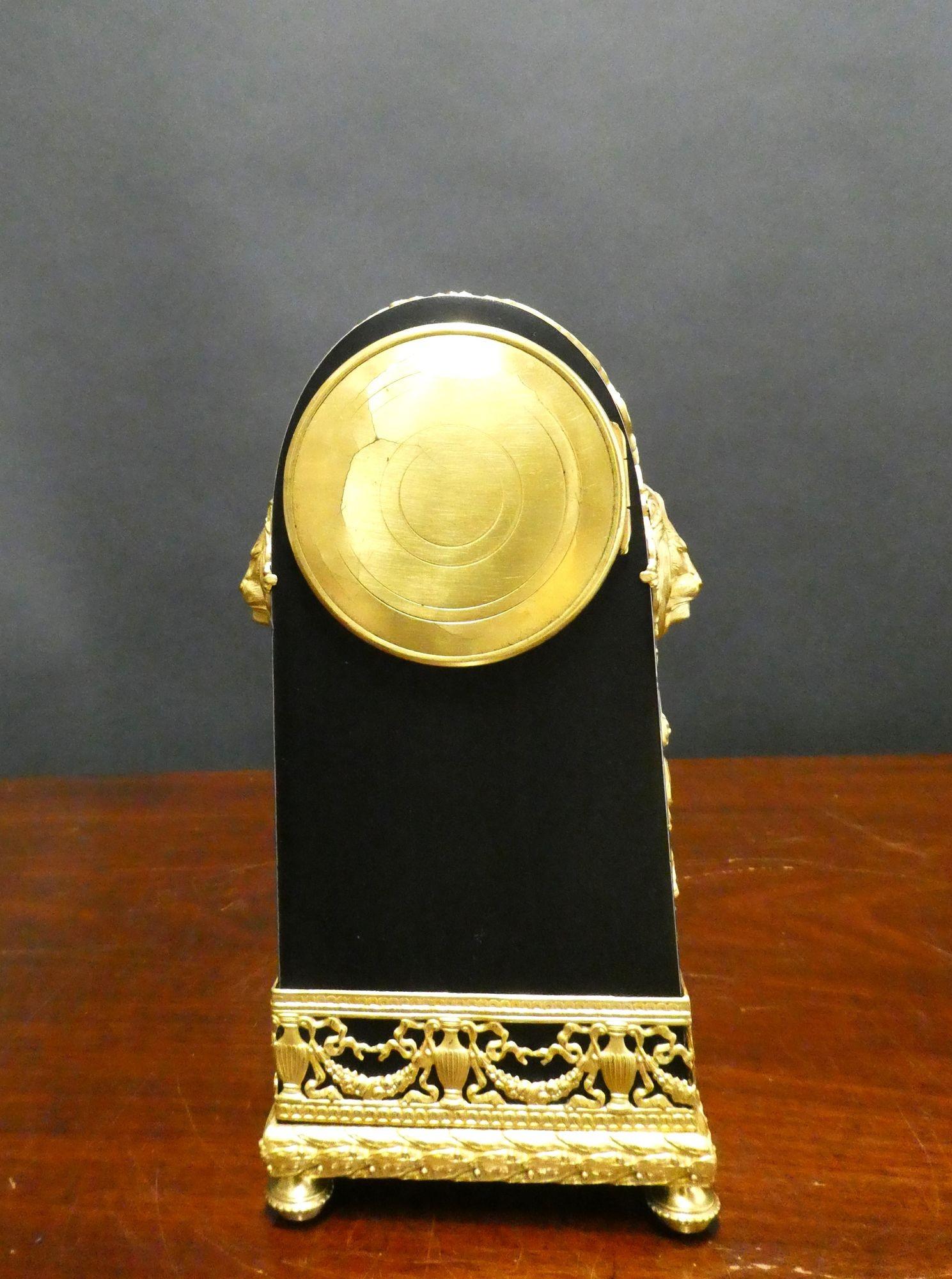 Early 19th Century French Miniature Patinated Bronze and Ormolu Mantel Clock For Sale