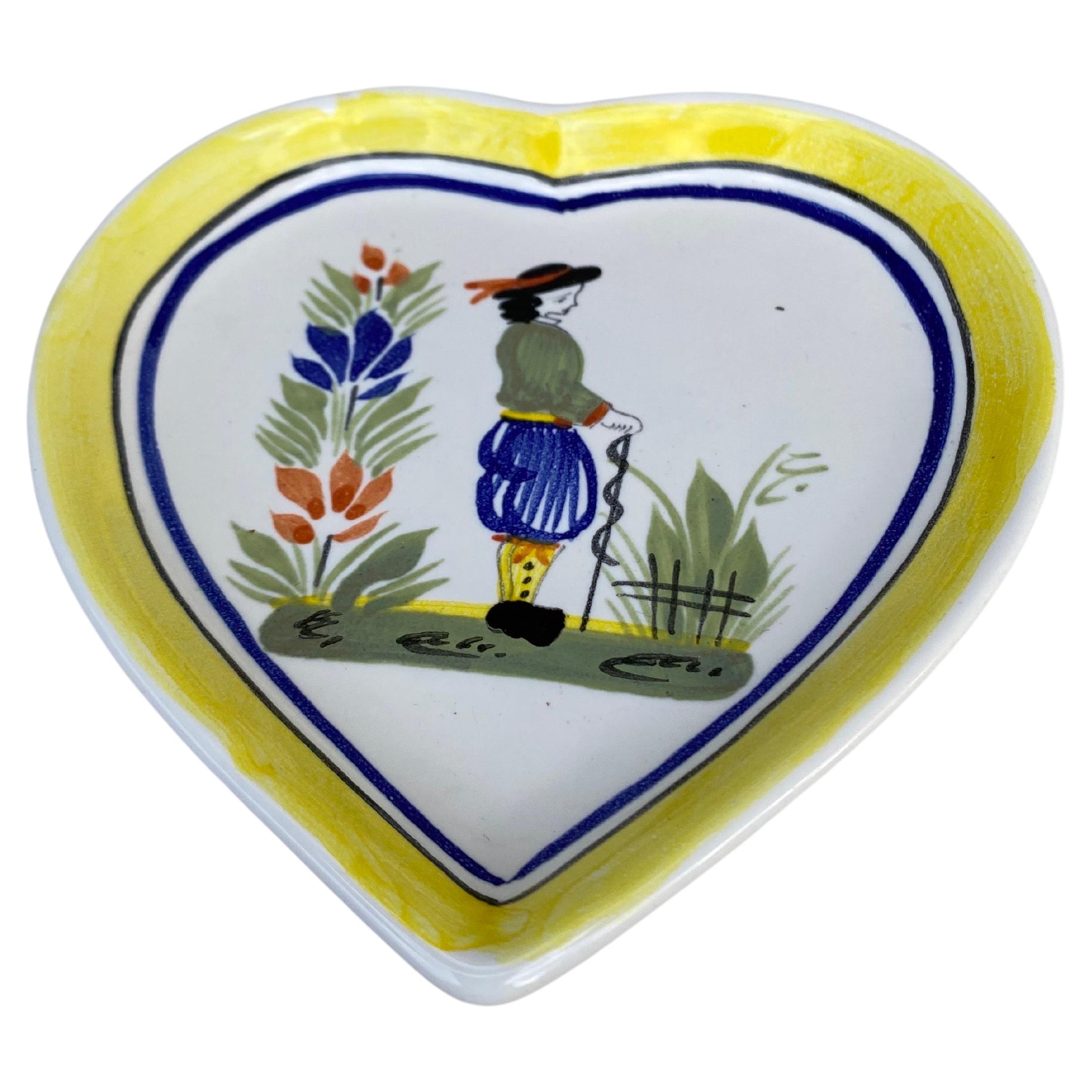 French Miniature Quimper Heart plate, Circa 1950.