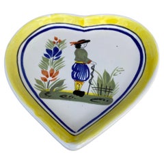 French Miniature Quimper Heart Plate, Circa 1950