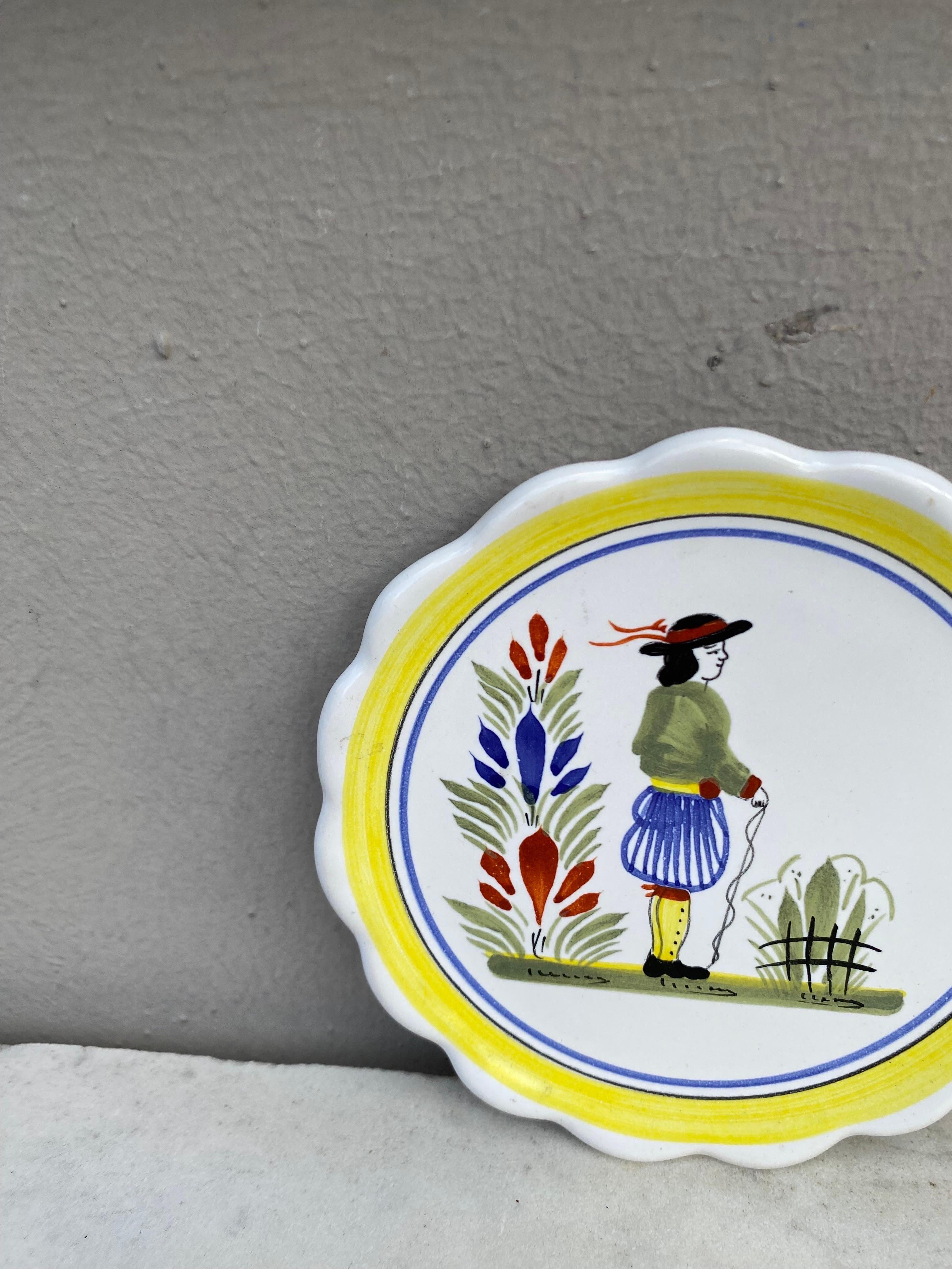 Rustic French Miniature Quimper Plate, Circa 1950 For Sale