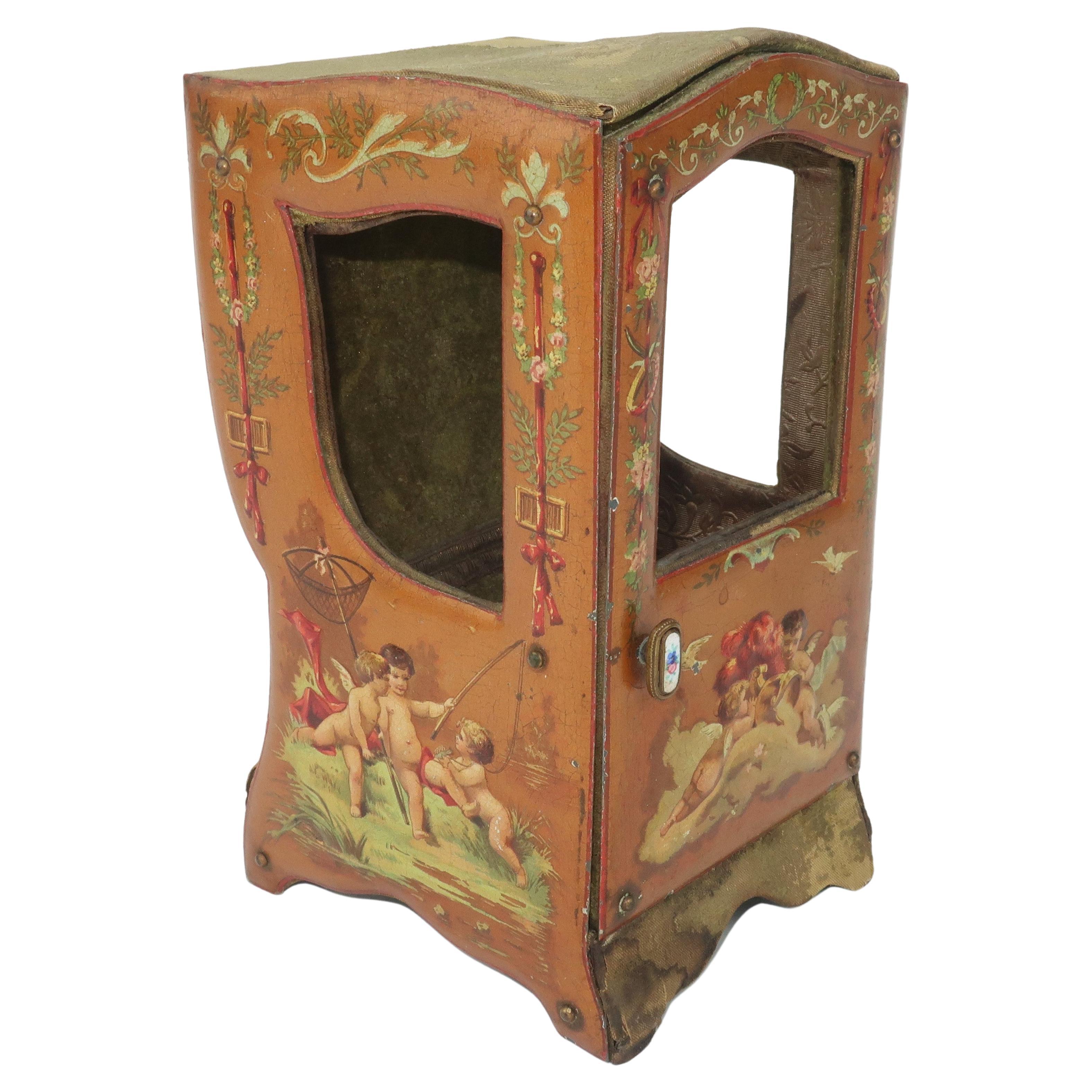 French Miniature Sedan Chair Pocket Watch Display Holder, C.1890