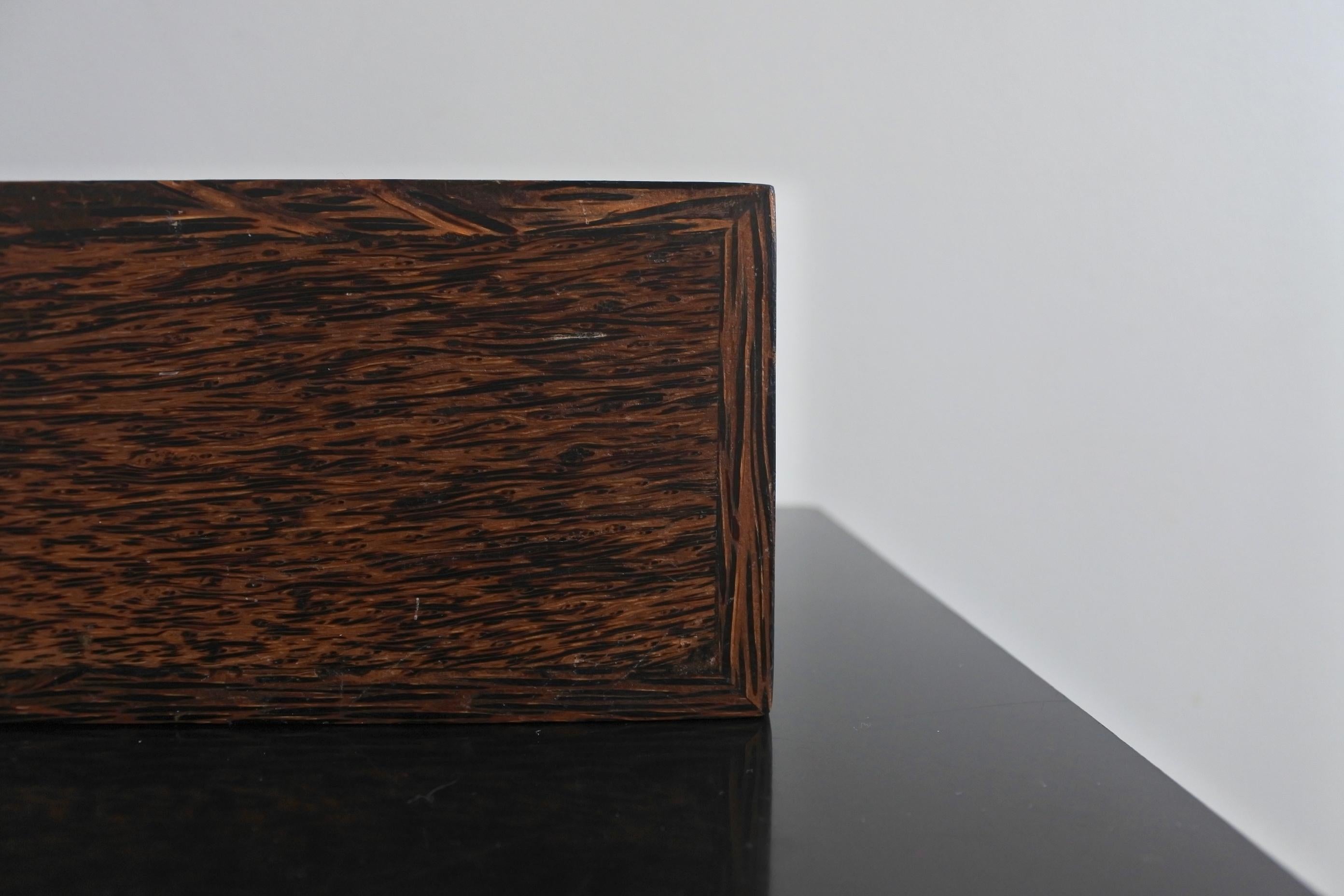 French Minimalist Palm Wood Box, 1940s 5