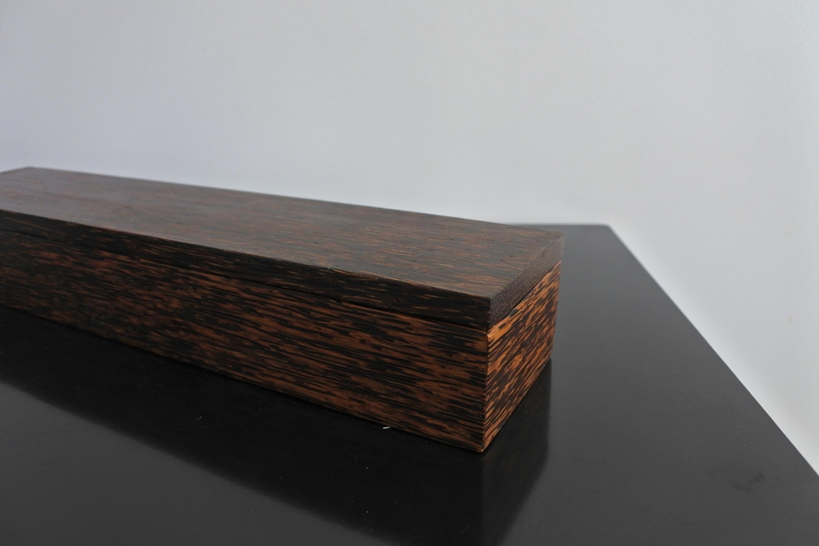 French Minimalist Palm Wood Box, 1940s 6