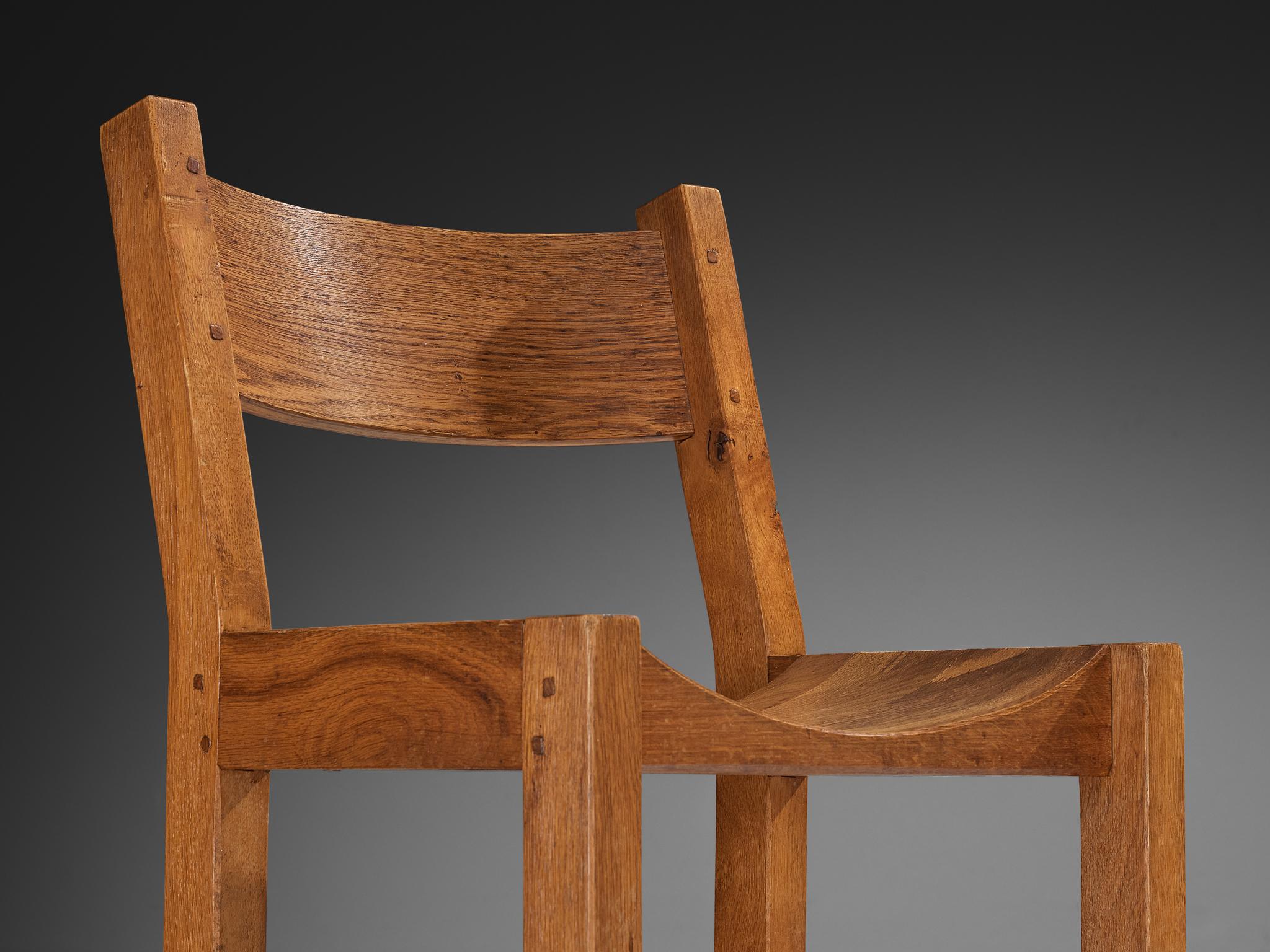 Mid-Century moderno Sedia laterale minimalista francese in Oak caldo in vendita