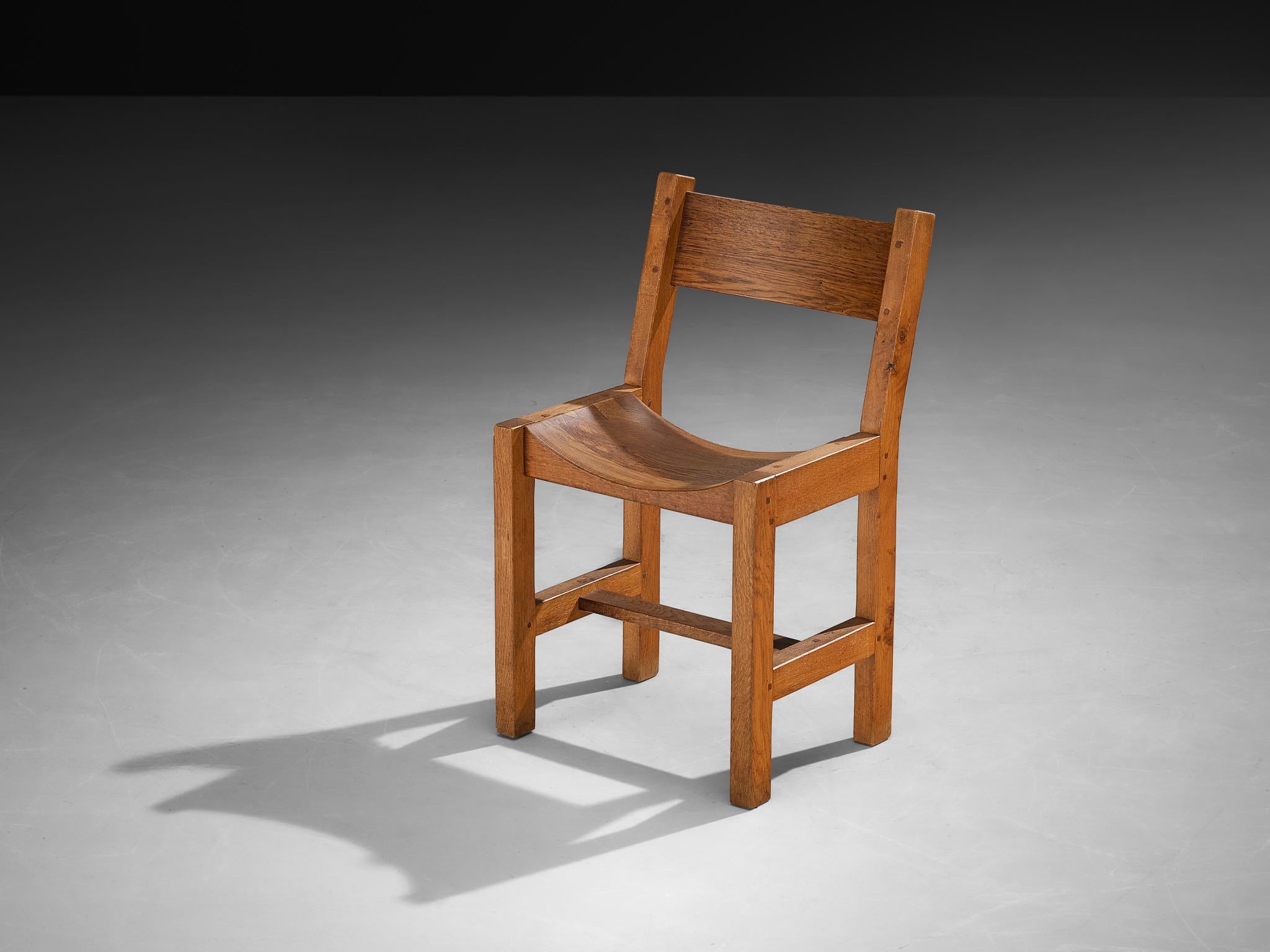 Metà XX secolo Sedia laterale minimalista francese in Oak caldo in vendita