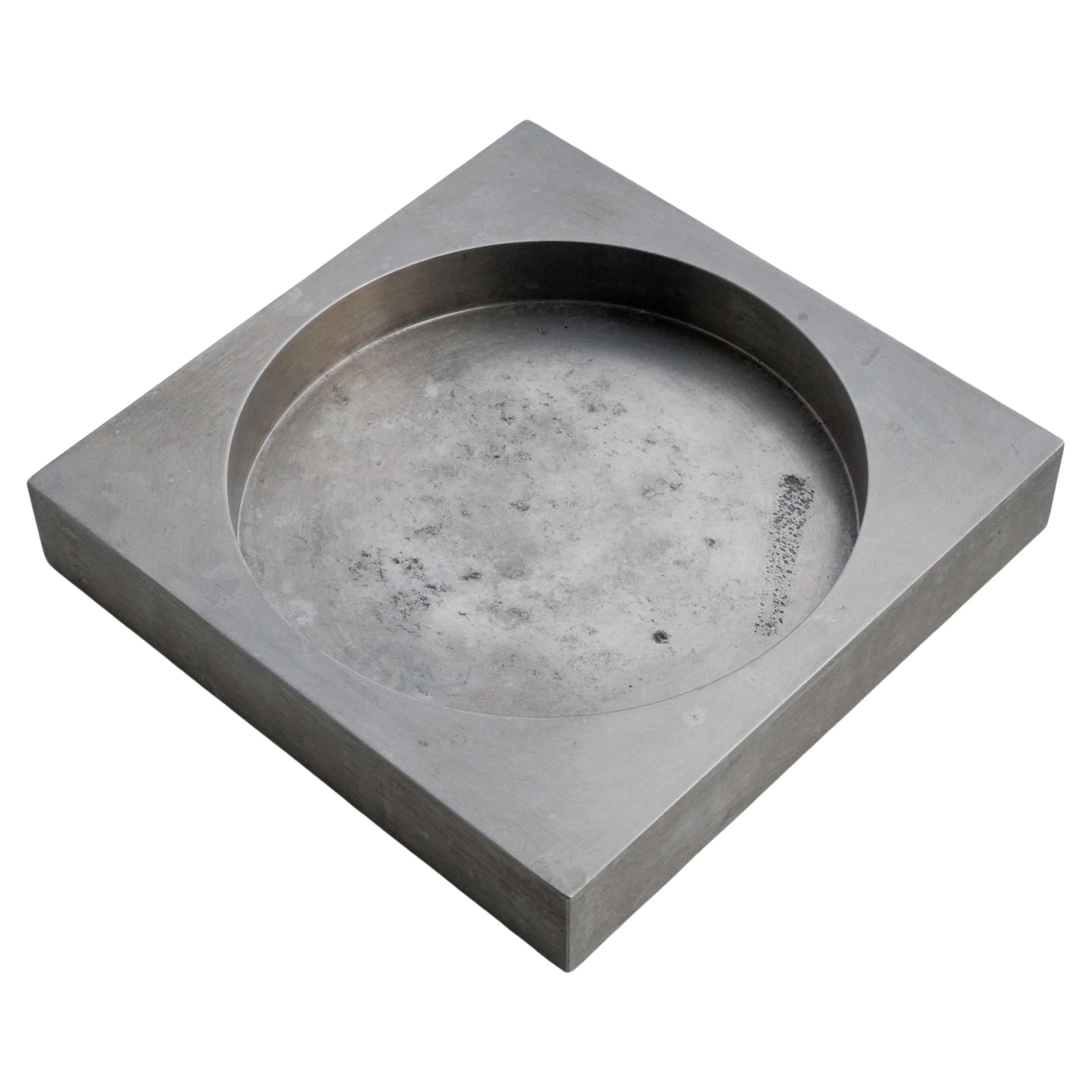 French Minimalist Solid Aluminum Catchall, Sculptural Design, 1970s