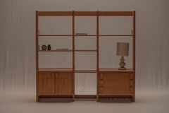 French Minimalist Wall Unit in Solid Elm — 1970's