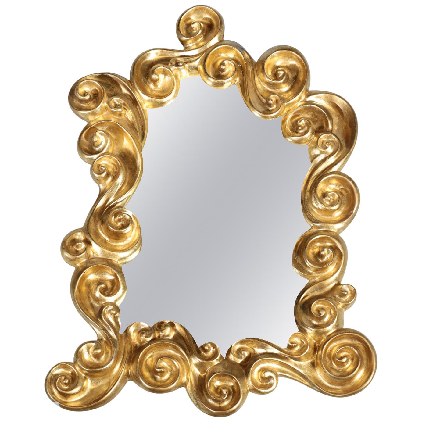 French Mirror by Jean Boggio for Les Heritiers "les vagues" For Sale