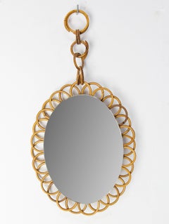 French Mirror Frame in Rattan Circles Midcentury
