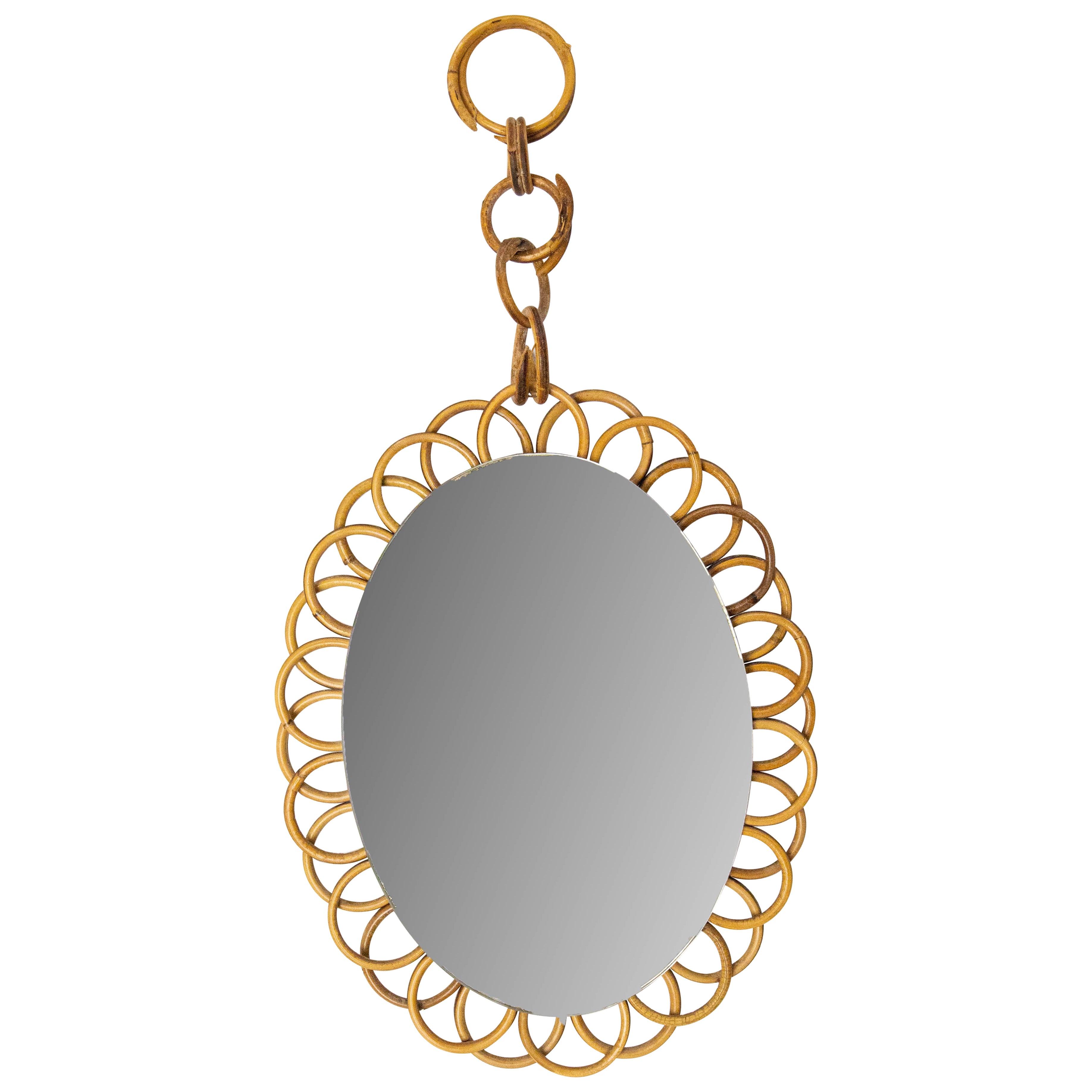 French Mirror Frame in Rattan Circles Midcentury