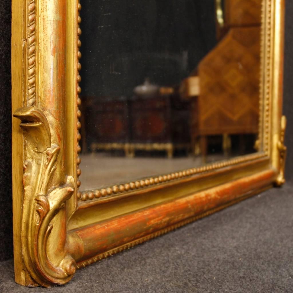 French Mirror in Giltwood and Plaster with Little Angel from 19th Century 5