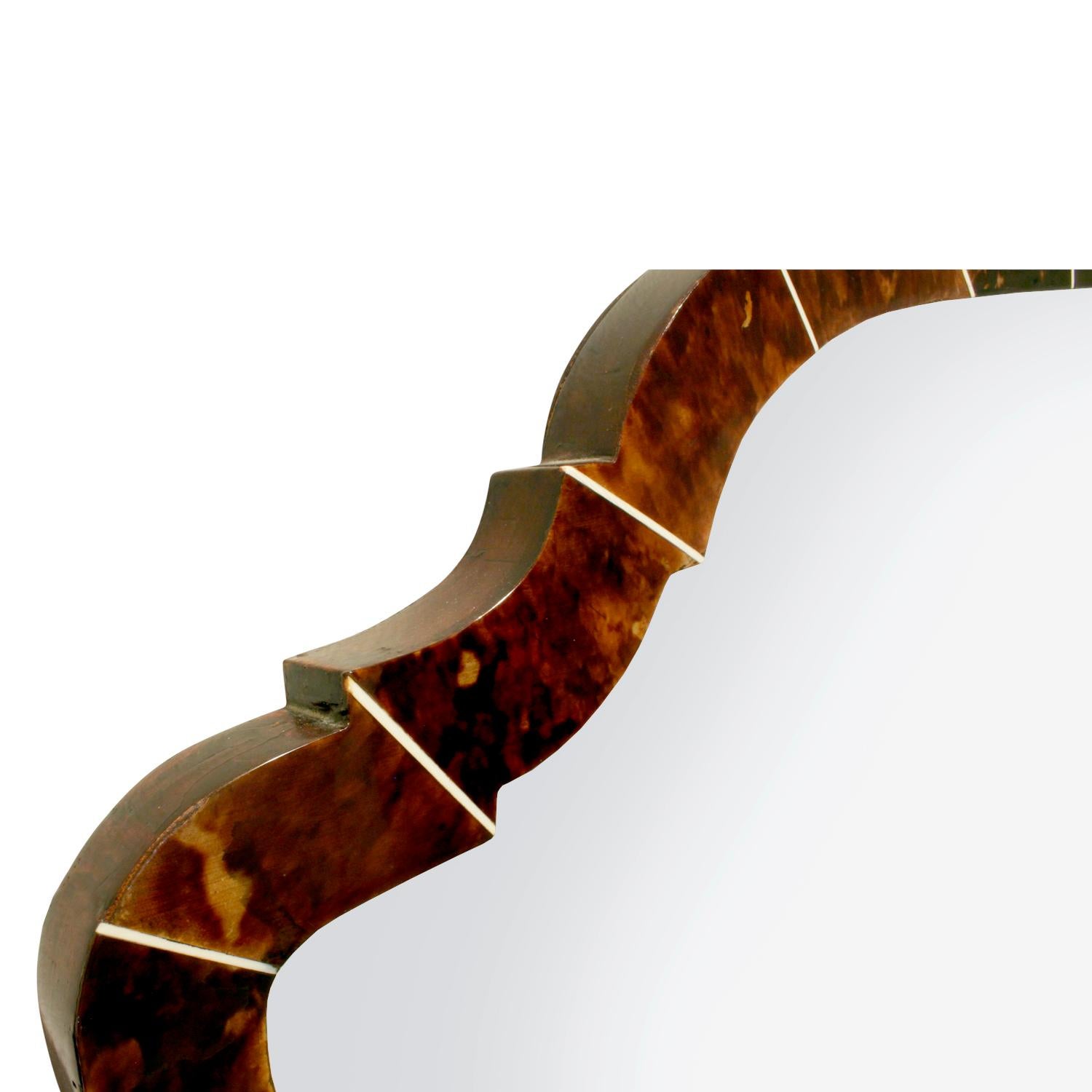 French Mirror in Tortoise Shell with Bone Inlays, 1930s In Excellent Condition In New York, NY