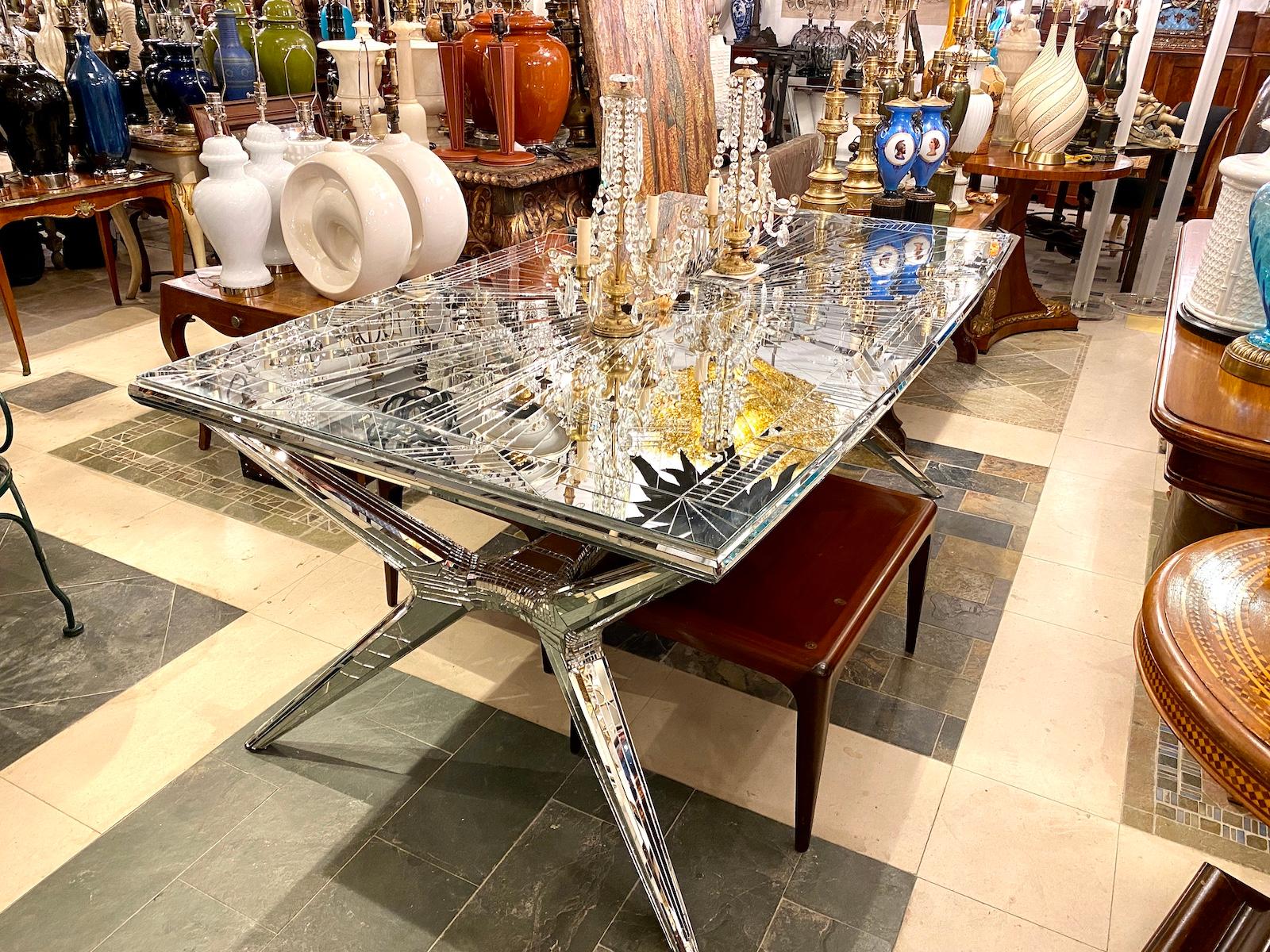 French Mirror Mosaic Dining Table For Sale 2