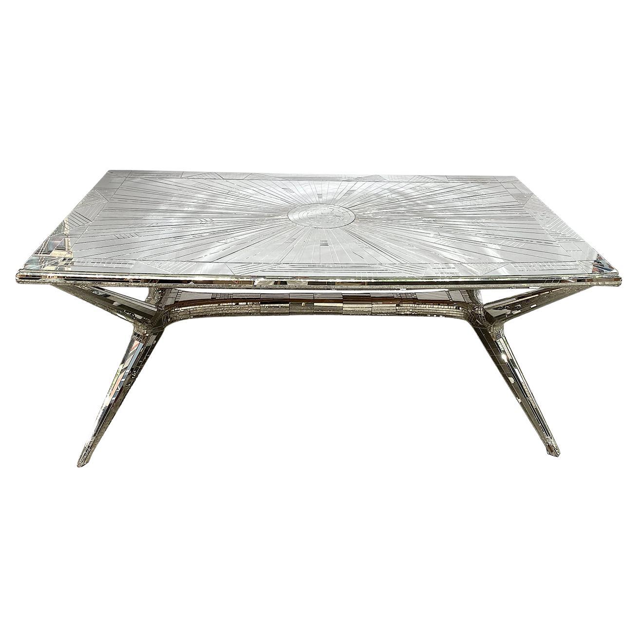 French Mirror Mosaic Dining Table For Sale
