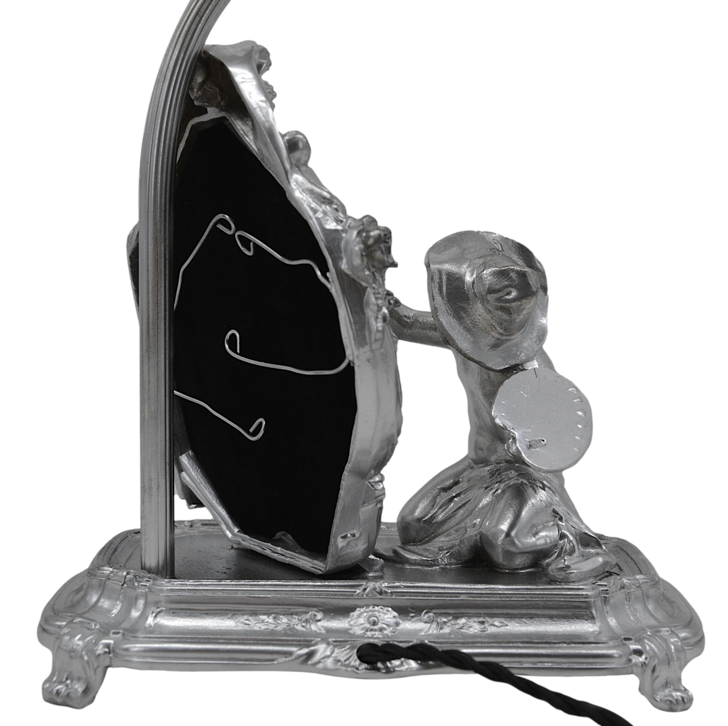 Französische Spiegeltischlampe, Maler, ca.1900 (Frühes 20. Jahrhundert) im Angebot