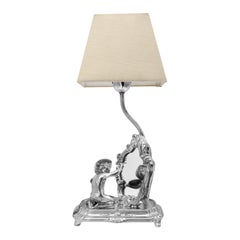 Lampe de table en miroir français, peintre, vers 1900
