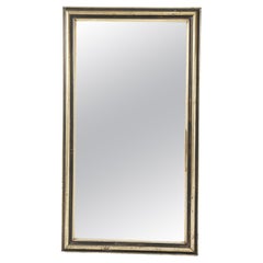 French mirror with partial ebonized and gilt frame C 1860. French mirror with partial ebonized and gilt frame C 1860.
