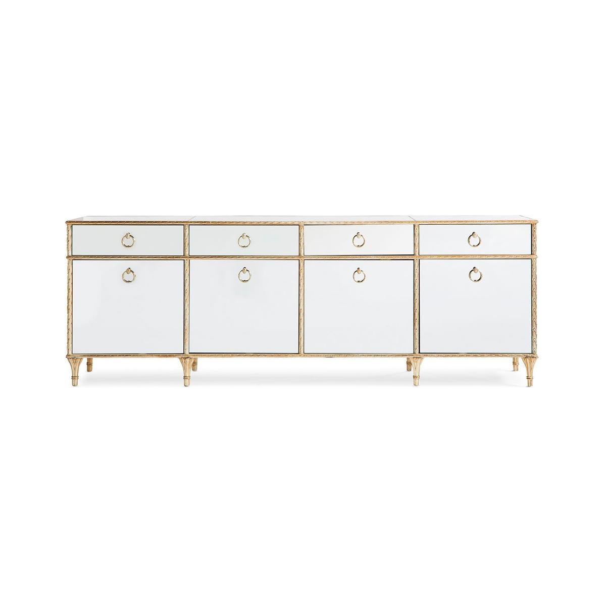 Mid-Century Modern French Mirrored Credenza For Sale