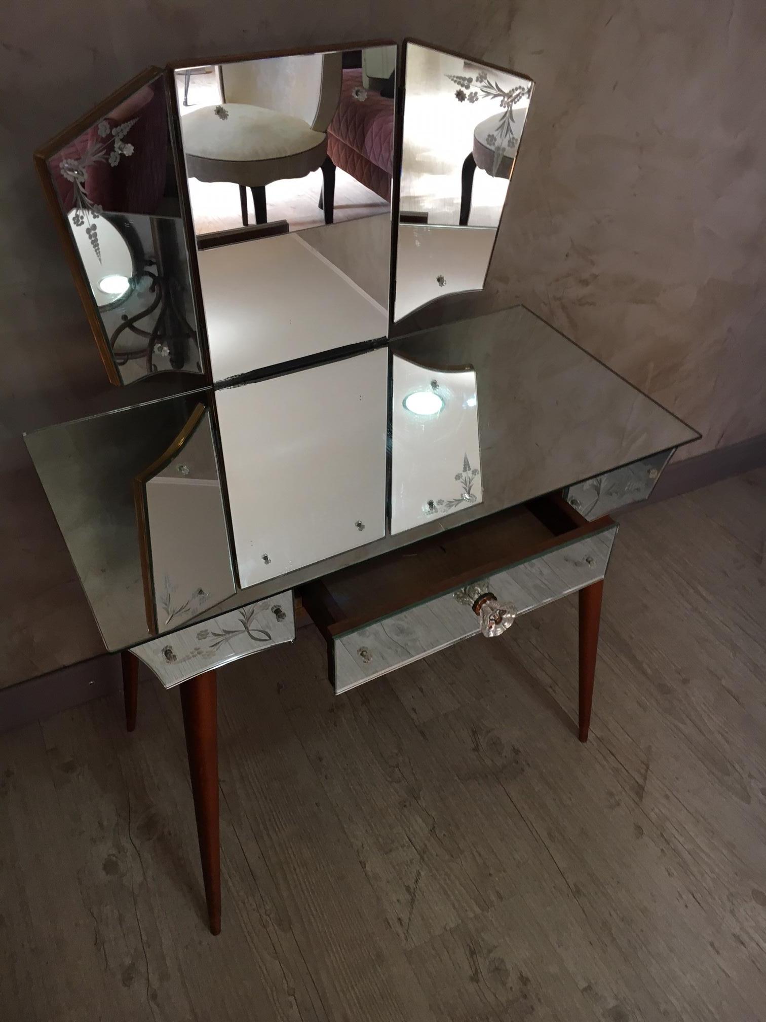 French Mirrored Dressing Table, 1950s 1