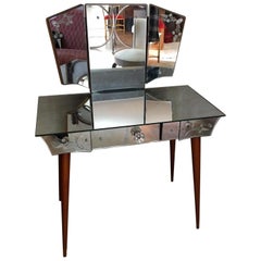 Vintage French Mirrored Dressing Table, 1950s