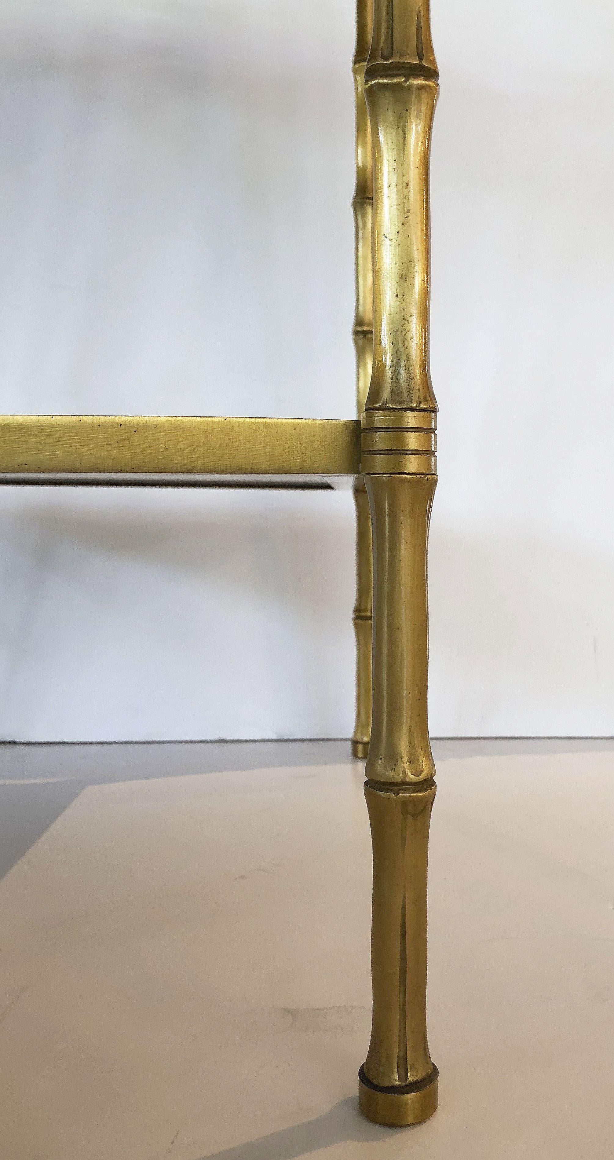 French Mirrored Étagère or Shelves of Brass with Faux Bamboo Design 11